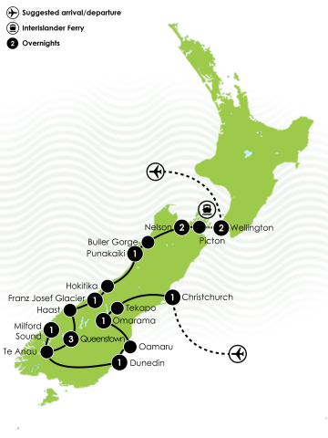 Southern Spirit Escorted Tour Large Map