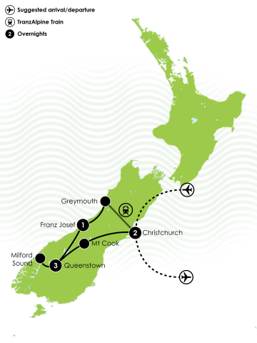 7 Day Southern Alpine Circuit Large Map