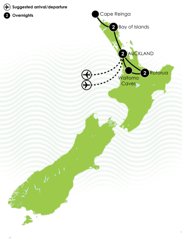 Bay of Islands, Waitomo, Rotorua Large Map