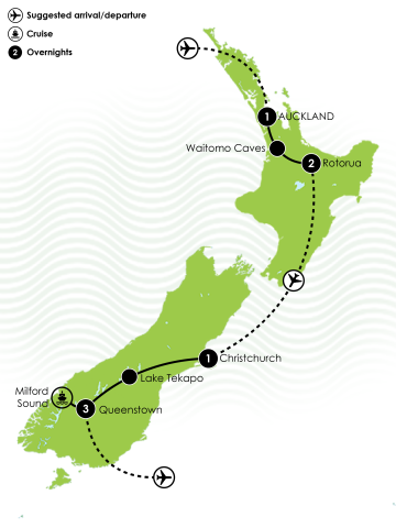 8 Day Highlights of the North & South Tour Large Map