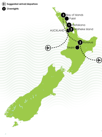 New Zealand North Island Winter Honeymoon Large Map