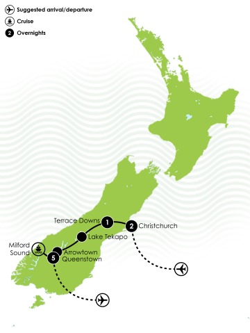 Ultimate South Island Self Driver Golf Tour Large Map