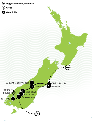 Epic South Island Scenery in 7 days Large Map