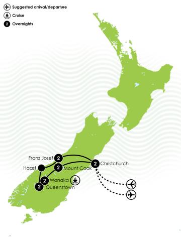 10 Day South Island Campervan Holiday Large Map