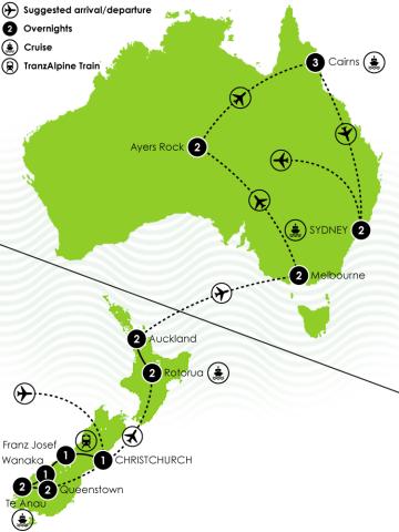 21 Day Oceania Discovery Tour Large Map