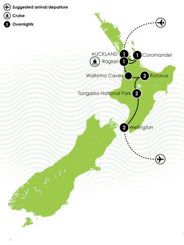 10 Day Northern Trail Haka Plus Tour Large Map