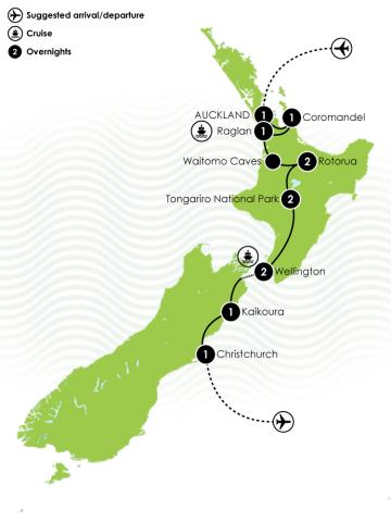 12 Day Wonderer Haka Plus Tour Large Map