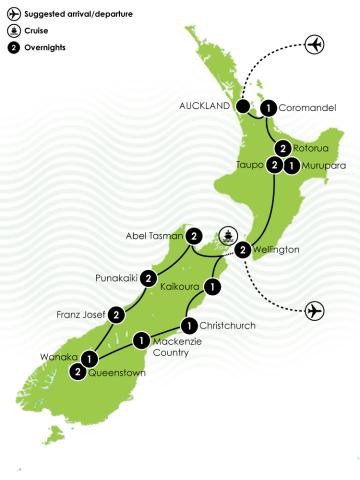 20 Day Legendary NZ Tour Large Map