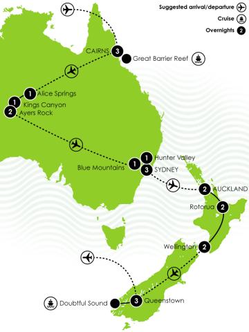 Inspiring Journeys - Australia and New Zealand Expedition Large Map
