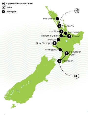 Grand Pacific - 11 Day North Island Garden Itinerary Large Map