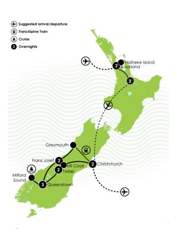 14 Day Luxury New Zealand Self Drive Large Map