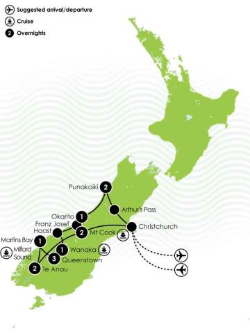 Large Map of NZ World Heritage Hiking Tour