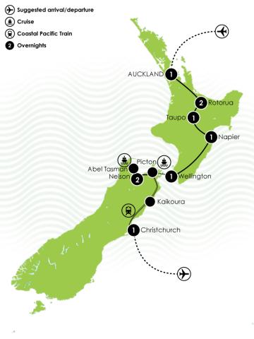 Map Kirra Tours - 10 day North & South Tour Itinerary
