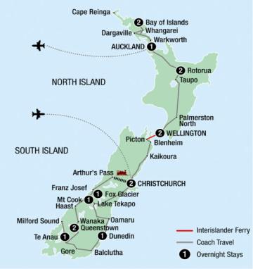 Map of Itinerary 16 Day Ultimate Highlights