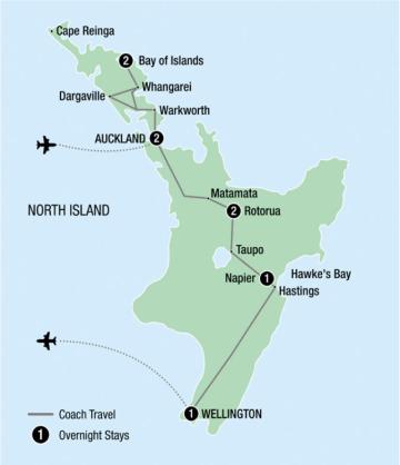 Ultimate New Zealand North Island Luxury Coach Tour Large Map