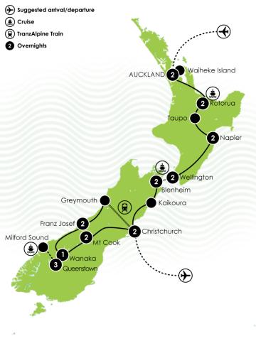 Tour Map - Luxury Self Drive New Zealand