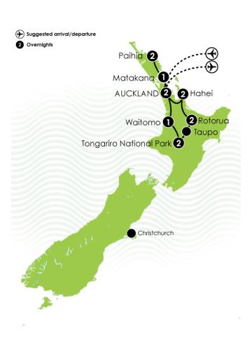 Tour Map: The Self Drive North Island Adventurer 