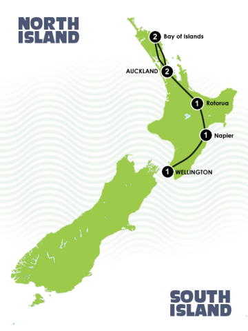 8 Day New Zealand North Island Heritage Culture Tour Large Map 8 Day New Zealand North Island Heritage Culture Tour Itinerary