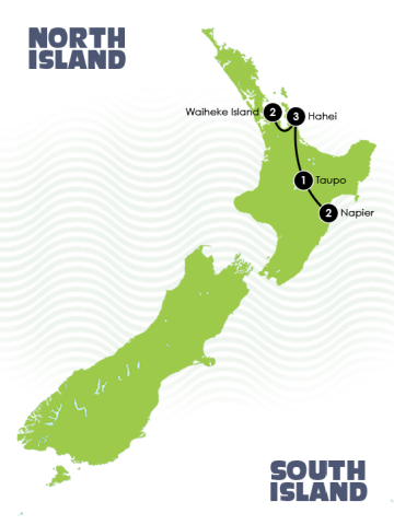 North Island New Zealand Relaxing Journey Map New Zealand Relaxing Journeys Self Drive Tour